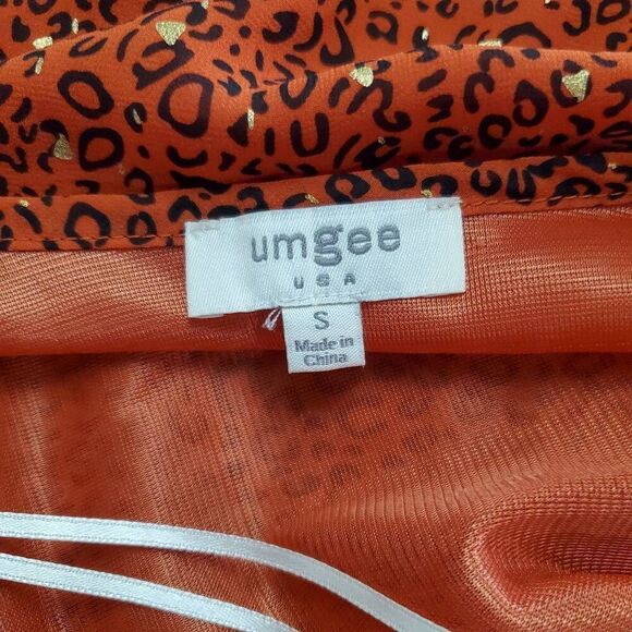 Umgee USA Women’s Small Leopard Print Spaghetti Strap Tank Top Red Gold Metallic - Picture 6 of 8